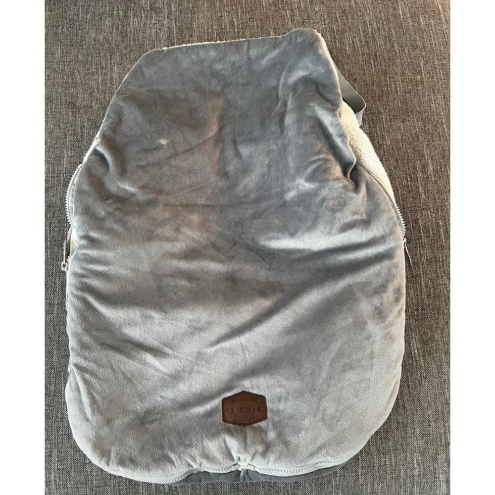 JJ Cole Bundleme Infant Car Seat Stroller Cover Gray Faux Shearling Bunting Bag